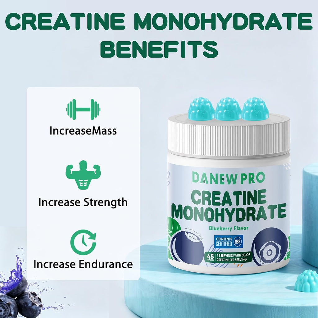 DANEW Pro Gomitas de creatina certificada NSF 0.18 oz, 15 porciones...