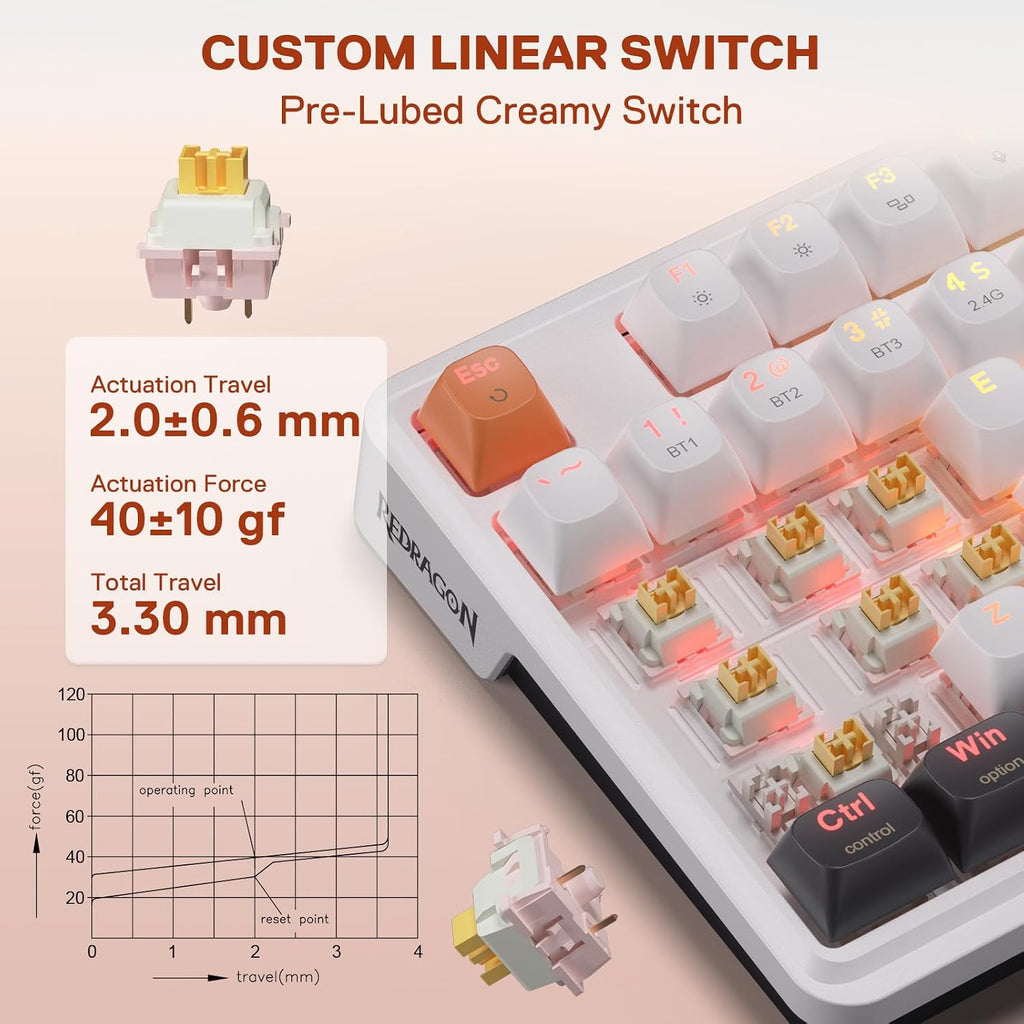 Redragon K745 PRO Teclado inalámbrico para juegos RGB con junta de...