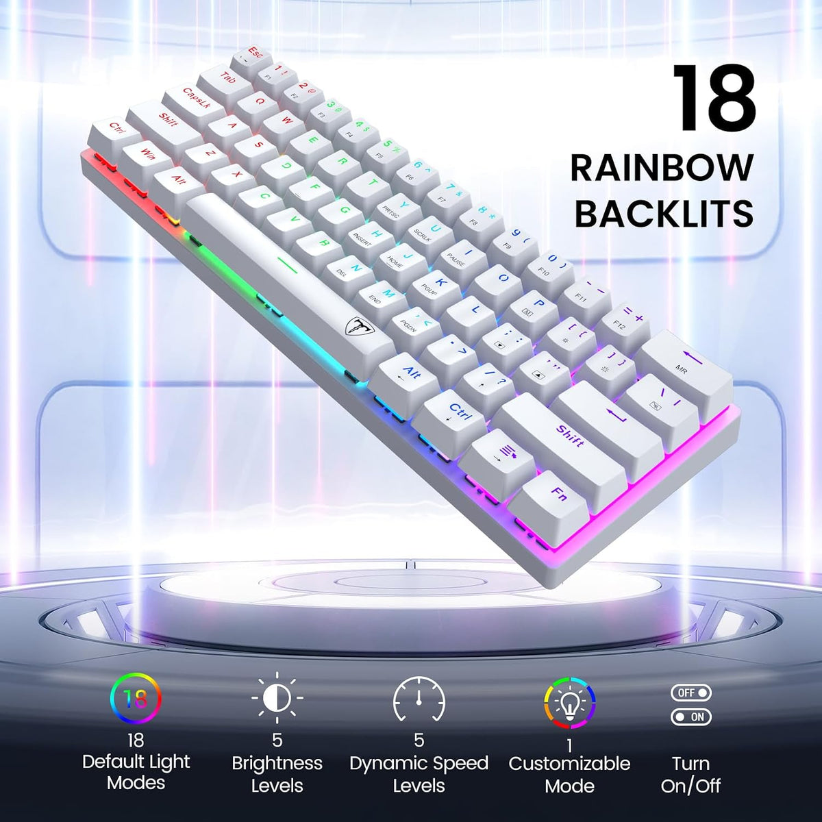 Teclado mecánico atado con cable del juego del 60% con los interrup...