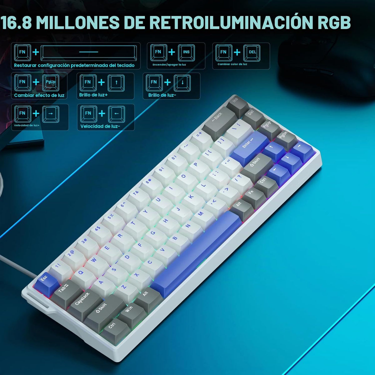 AULA WIN68 HE MAX - Teclado de Juegos con Efecto Hall y Interruptor...
