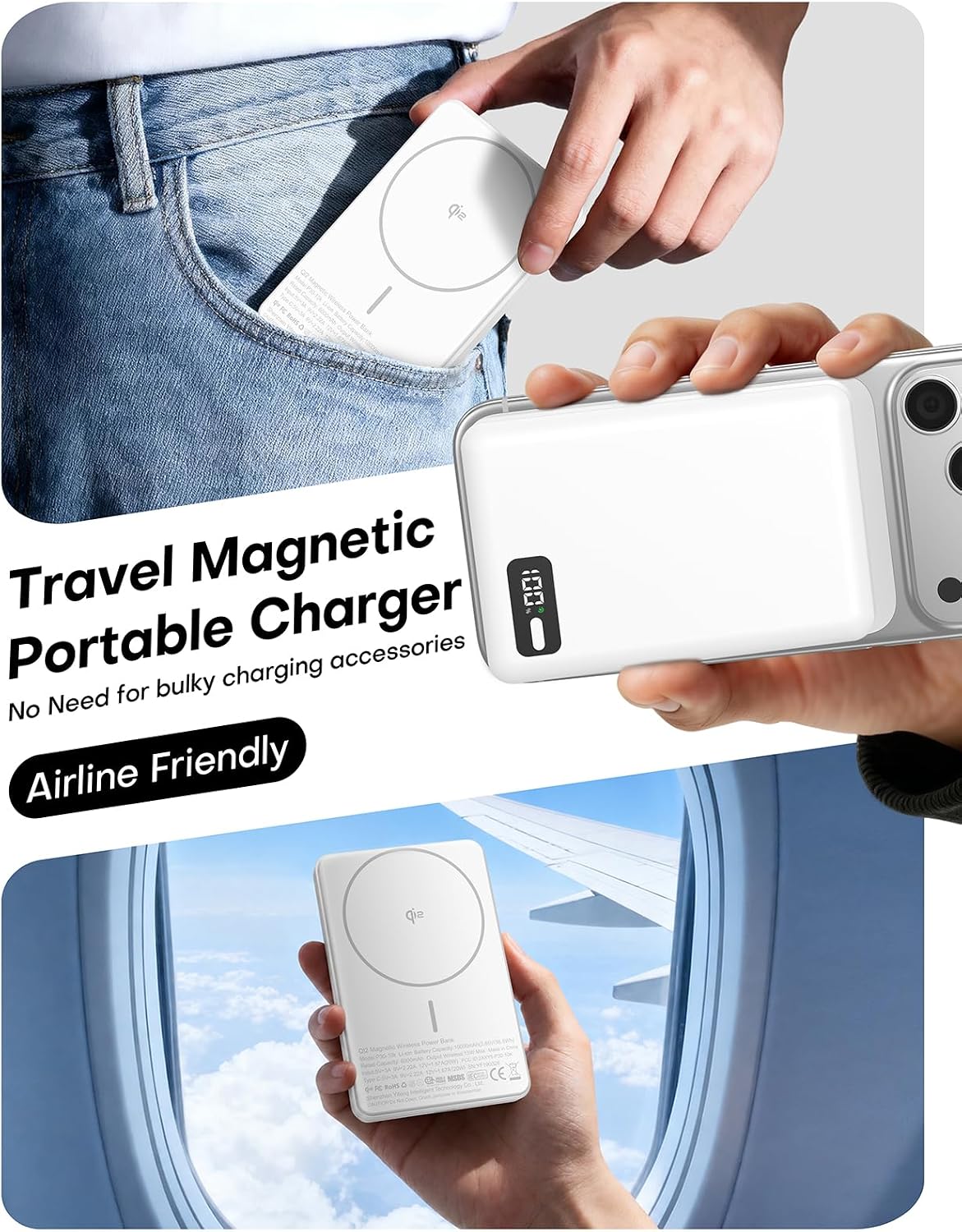 para Magsafe Power Bank Cargador portátil 10000mAh Qi2 para iPhone...