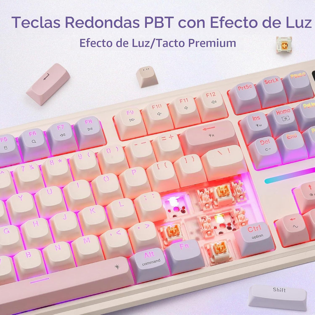 Redragon K762 PRO Teclado, pantalla y perilla inalámbricos para jue...