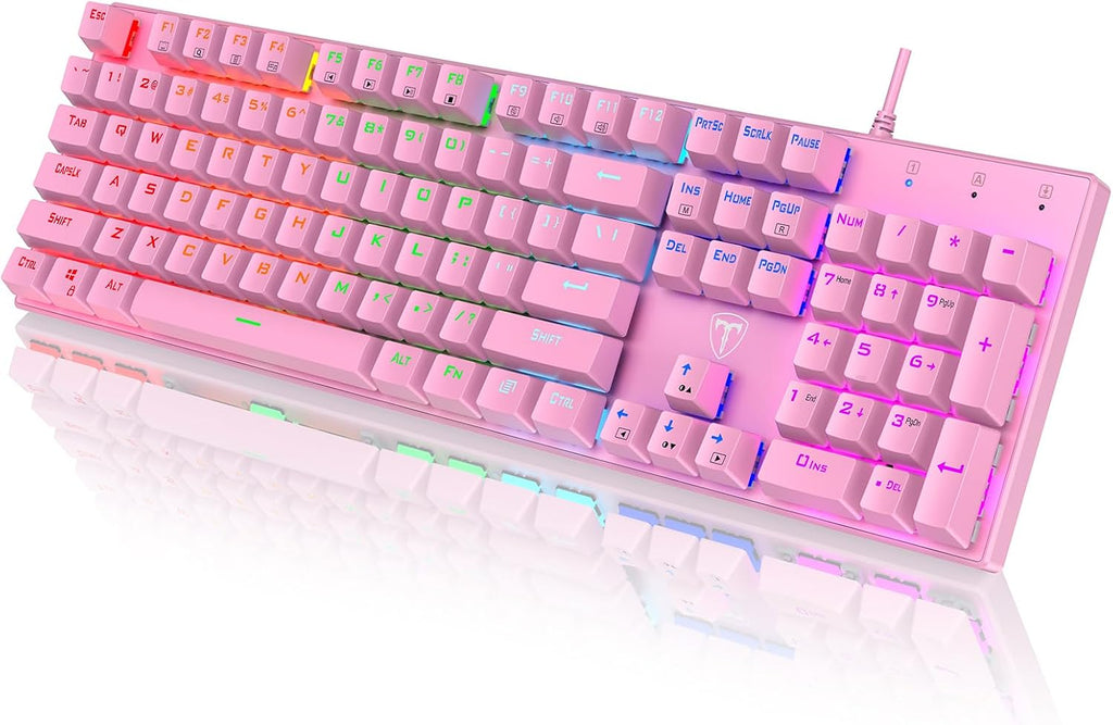 RisoPhy Teclado mecánico para juegos, con cable RGB, 104 teclas, in...
