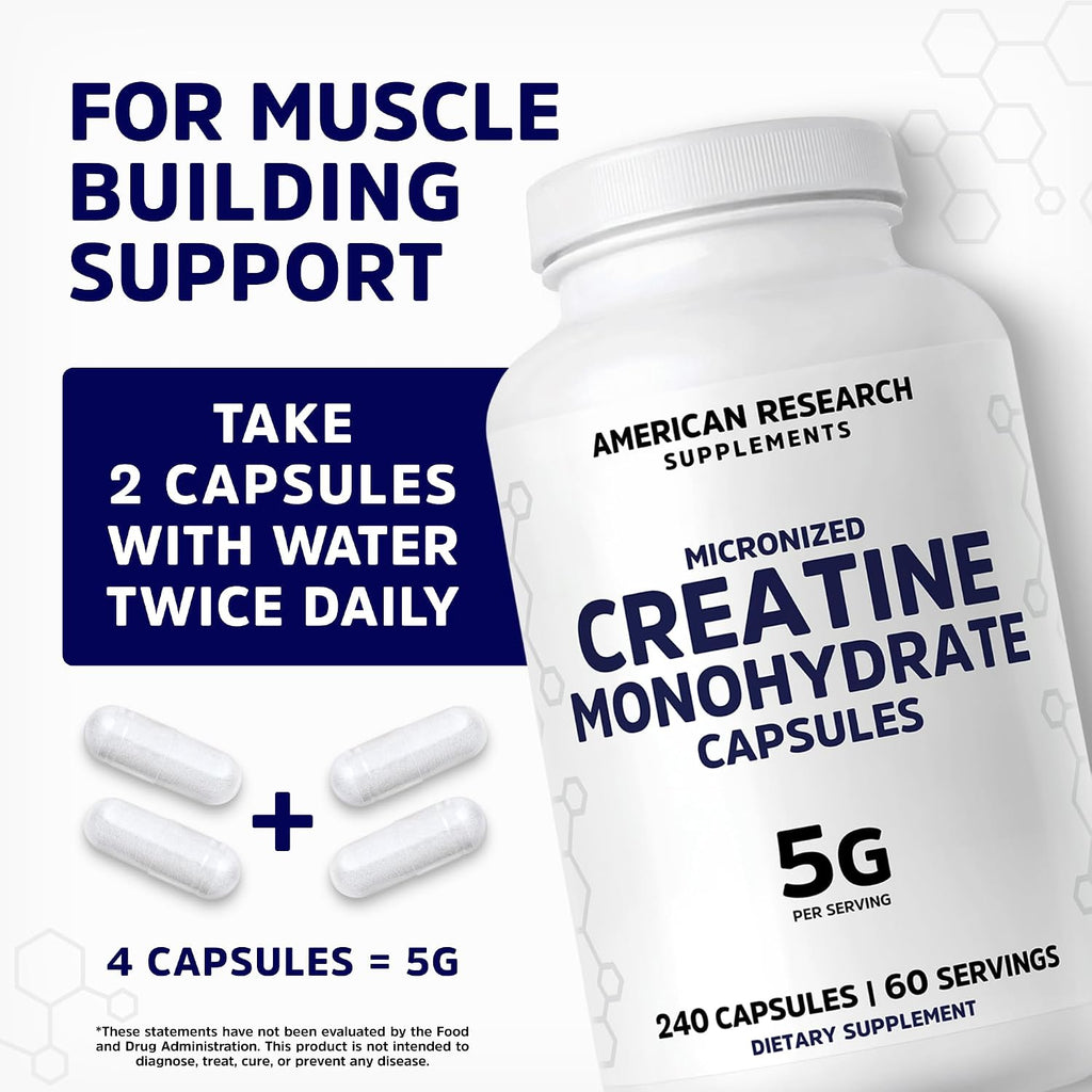 American Research Supplements Cápsulas de monohidrato de creatina 5...