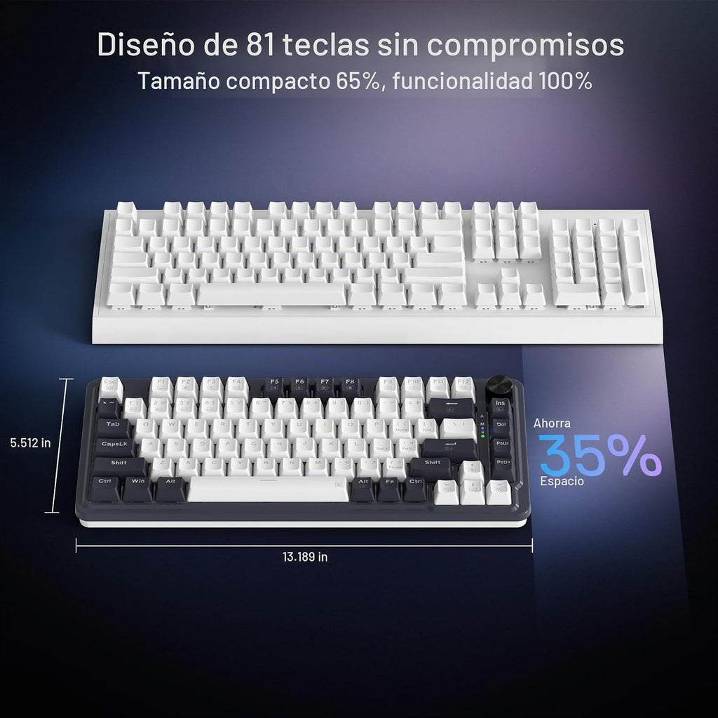 Redragon K673 PRO Teclado inalámbrico de 81 teclas RGB para juegos...
