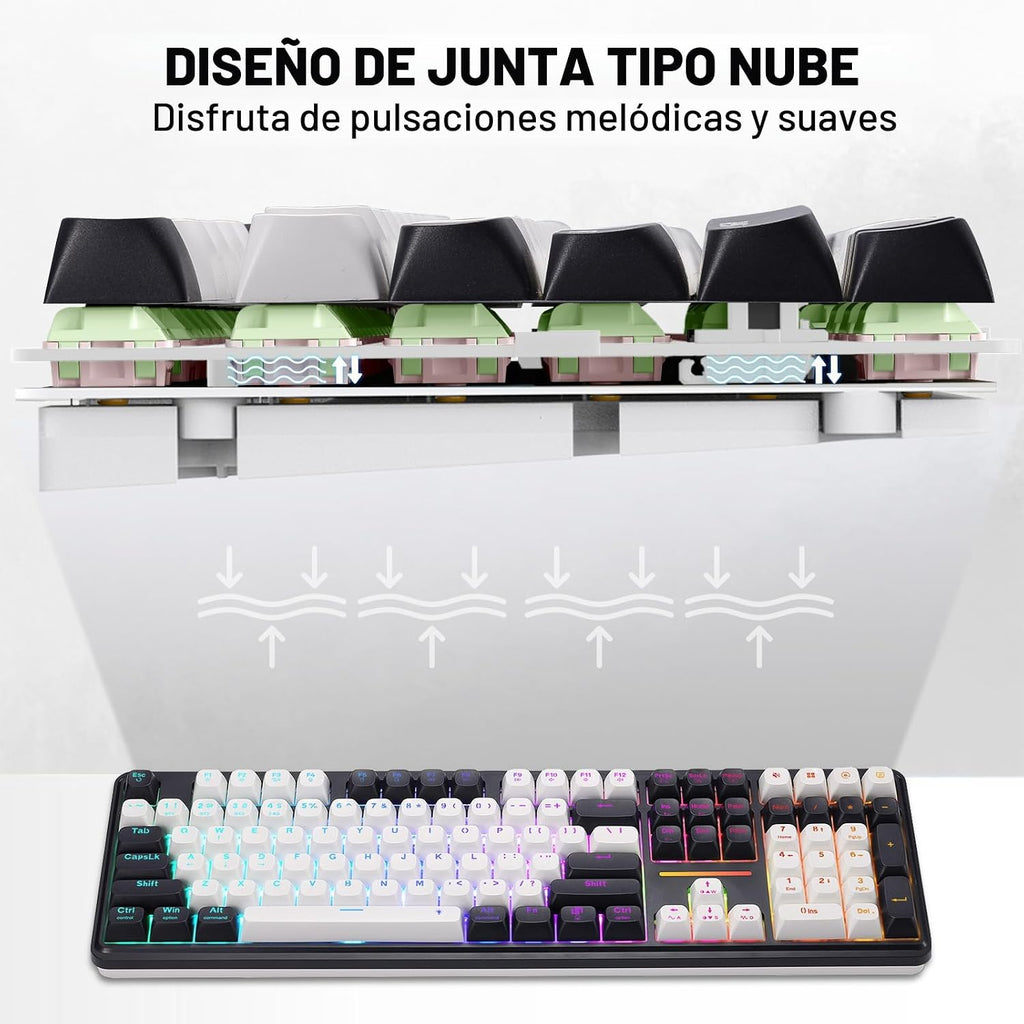 Redragon K745 PRO Teclado inalámbrico de 108 teclas RGB para juegos...
