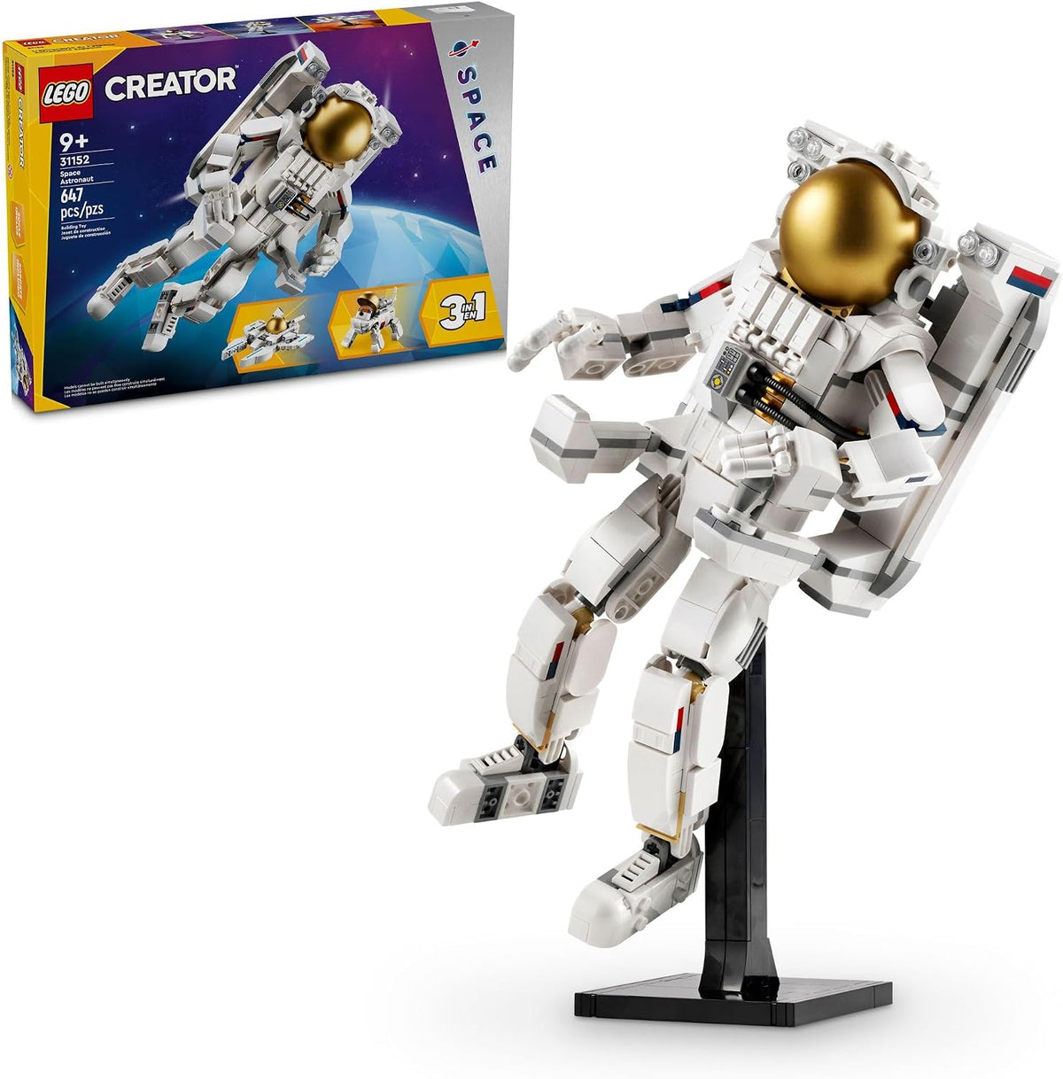 LEGO Creator Juguete de Astronauta Espacial 3 en 1, Set de Construc...