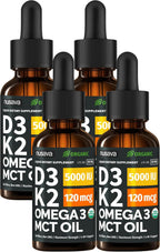 (Paquete de 4) Gotas Orgánicas de Vitamina D3 K2 con Aceite MCT Ome...