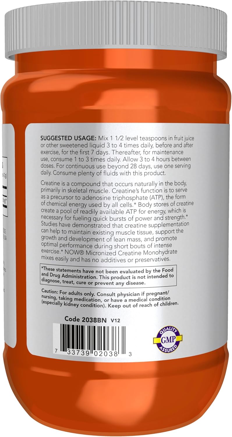 Now Foods Nutrición Deportiva, Polvo de Creatina Micronizada 500 g,...