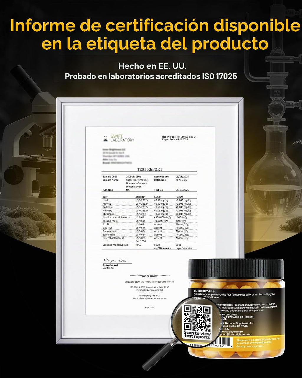 Inner Brightness Gomitas de monohidrato de creatina para hombres y...