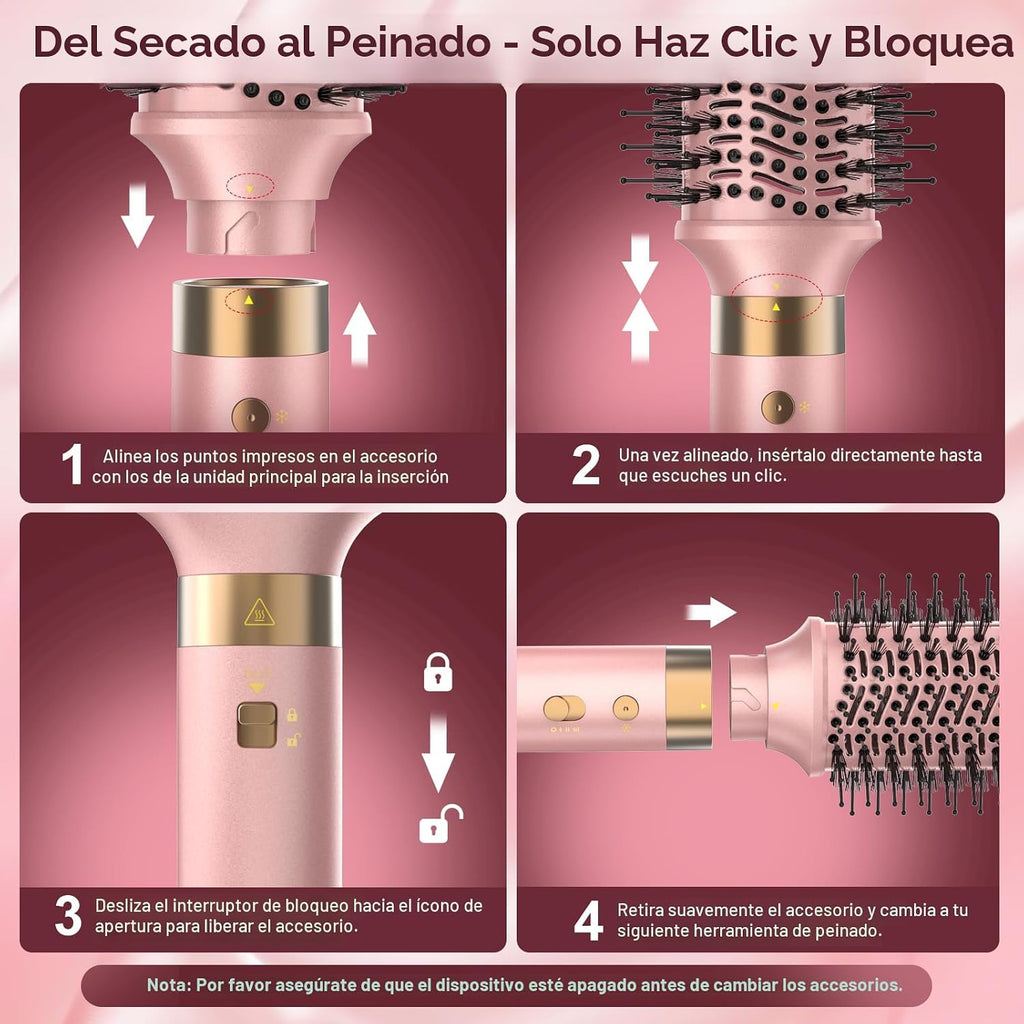 Mythsight StyleVibe 6 en 1 Air Styler con secador de pelo y rizos a...