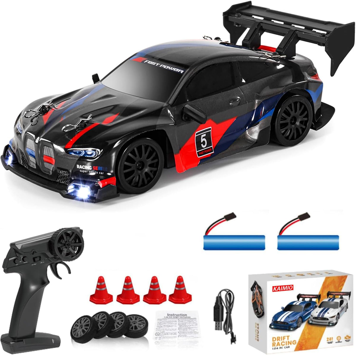 Coche de Carreras RC Drift KAIMIO 1:24 4WD 2.4GHz 48KM\/H Vehículo...