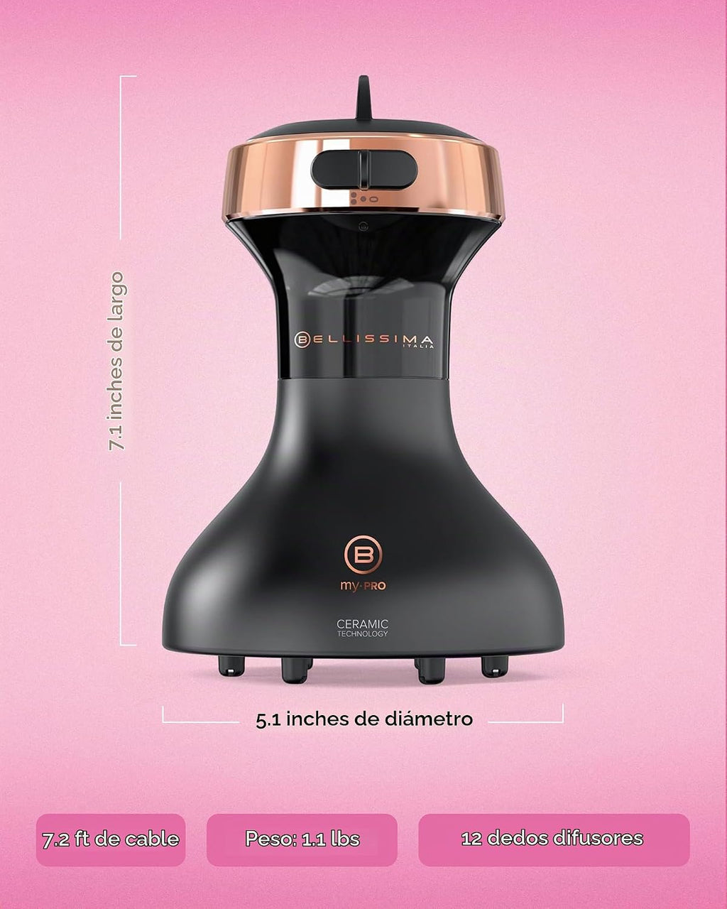 Bellissima Diffon Secador de pelo con difusor cerámico para cabello...