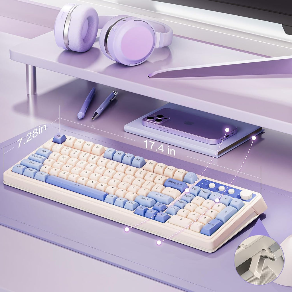AULA Teclado inalámbrico S99, triple modo Bluetooth\/2.4GHz\/USB-C,...