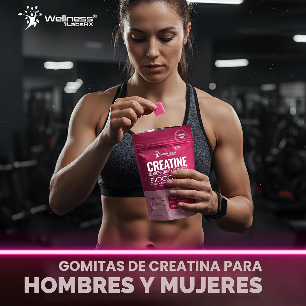 Gomitas de Creatina 5000mg, 30 Porciones Gomitas de Monohidrato de...
