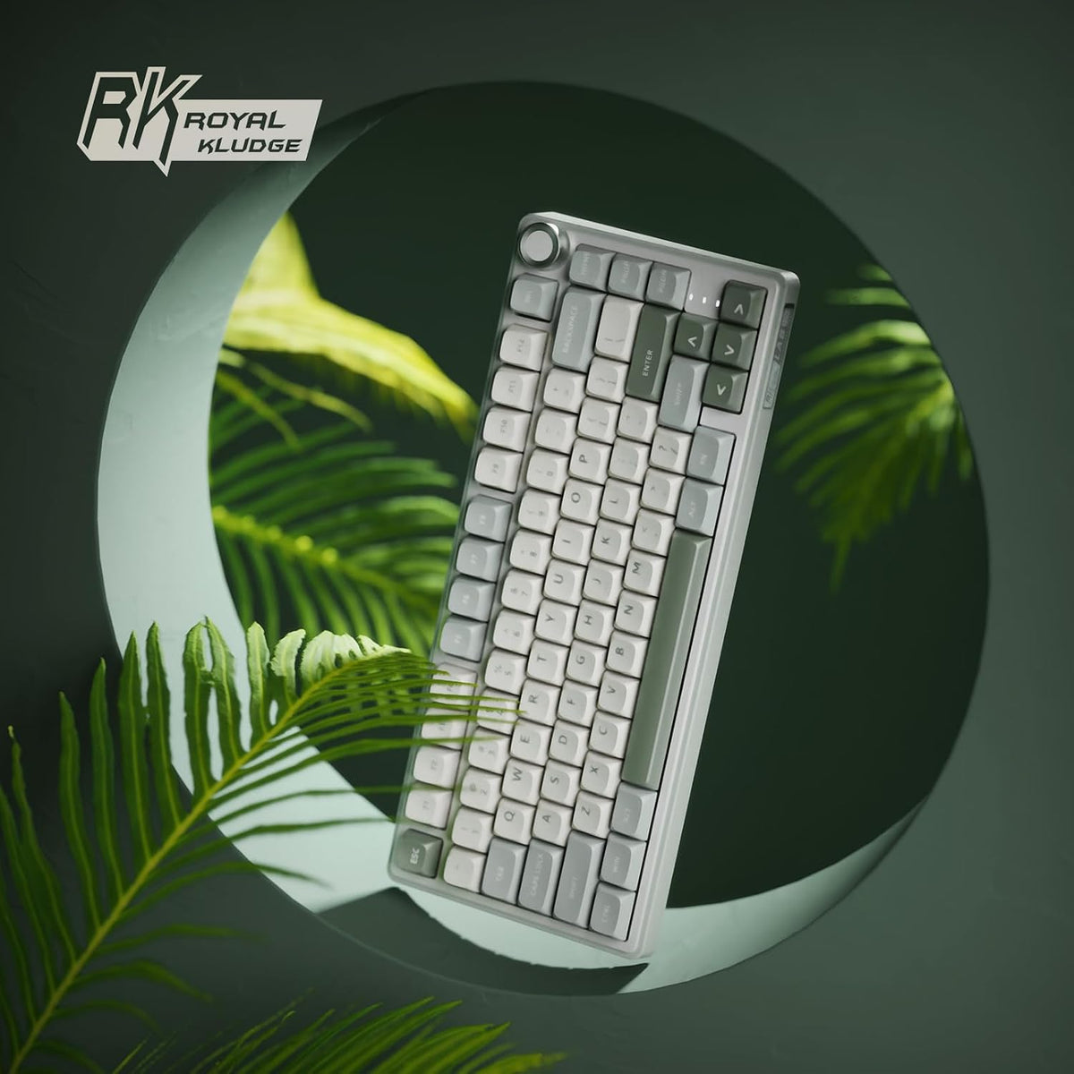 RK ROYAL KLUDGE Teclado mecánico R75 con cable con perilla de volum...