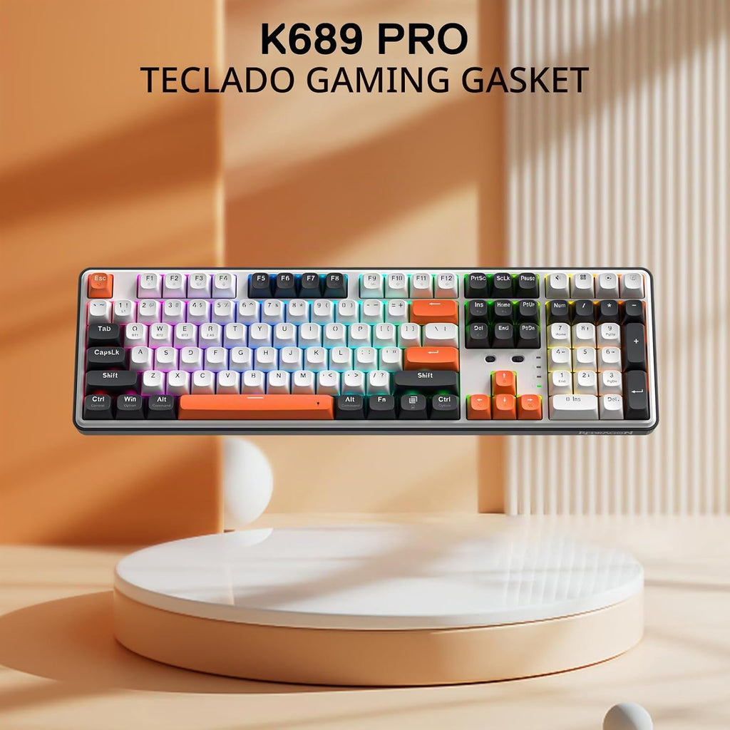 Redragon K689 PRO Teclado inalámbrico de 108 teclas RGB para juegos...