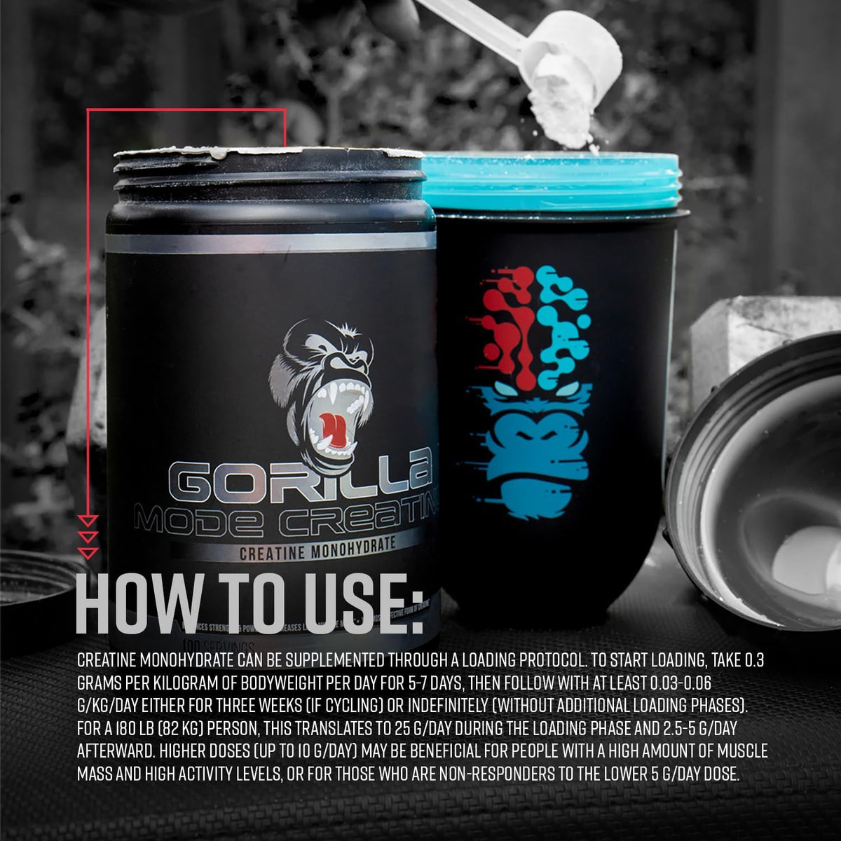 Gorilla Mind Polvo de Monohidrato de Creatina Micronizado, Mejora e...