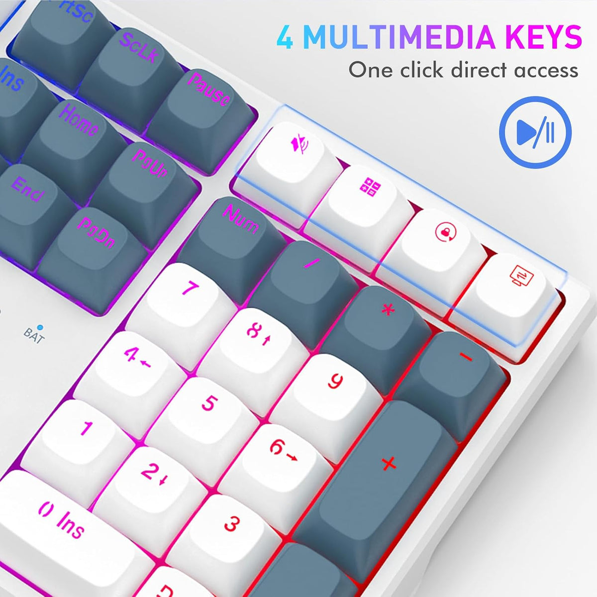 Redragon K668 PRO Teclado inalámbrico para juegos RGB con junta de...