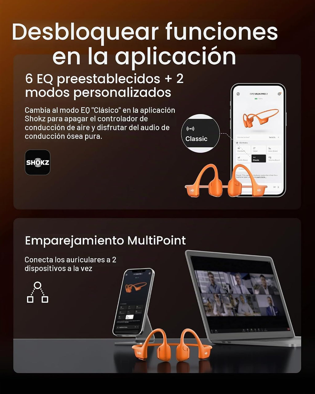 SHOKZ OpenRun Pro 2 Auriculares deportivos Bluetooth con conducción...