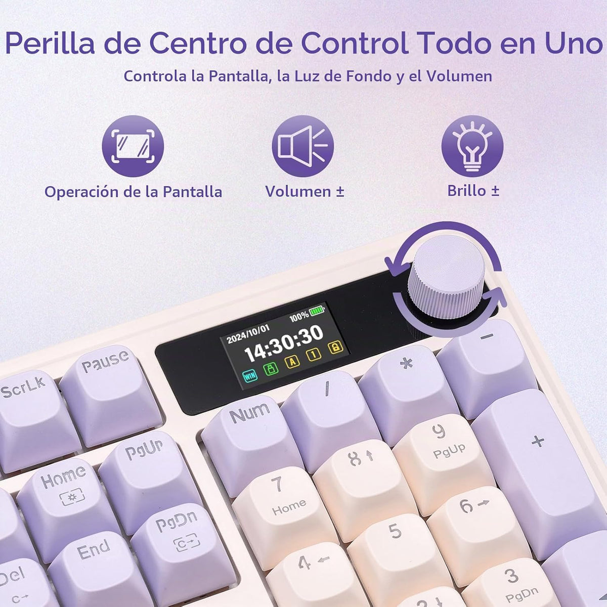 Redragon K762 PRO Teclado, pantalla y perilla inalámbricos para jue...