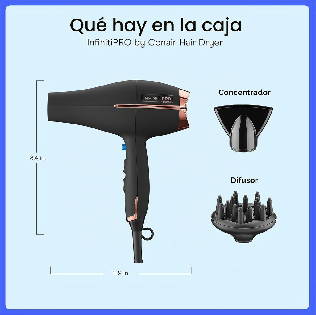 Conair InfinitiPRO Secador de pelo con difusor y concentrador, 1875...