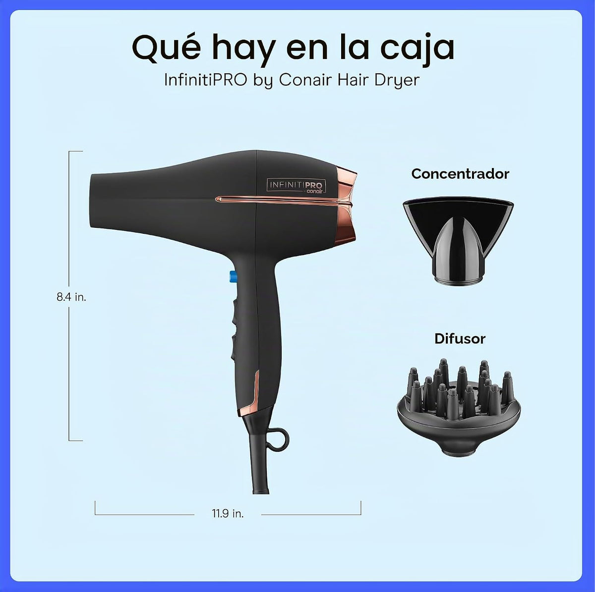 Conair InfinitiPRO Secador de pelo con difusor y concentrador, 1875...