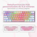 Redragon K617 Teclado mecánico para juegos RGB compacto con interca...