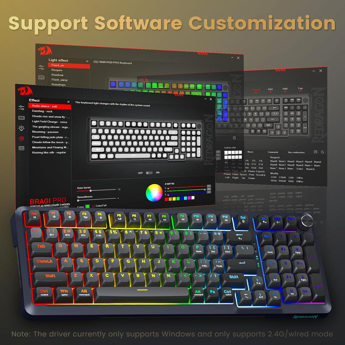 Redragon K688PRO Teclado mecánico inalámbrico para juegos con junta...