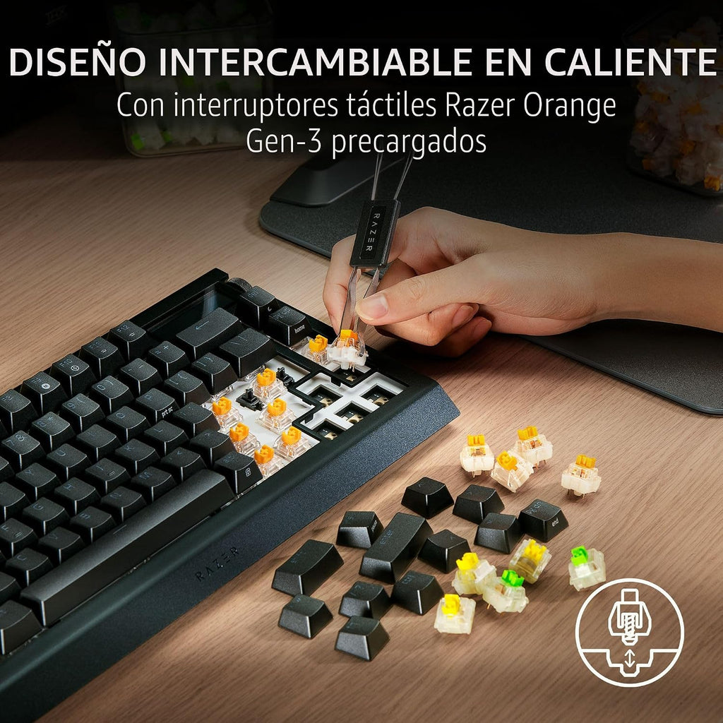 Razer Teclado inalámbrico BlackWidow V4 Pro 75% para juegos, interr...