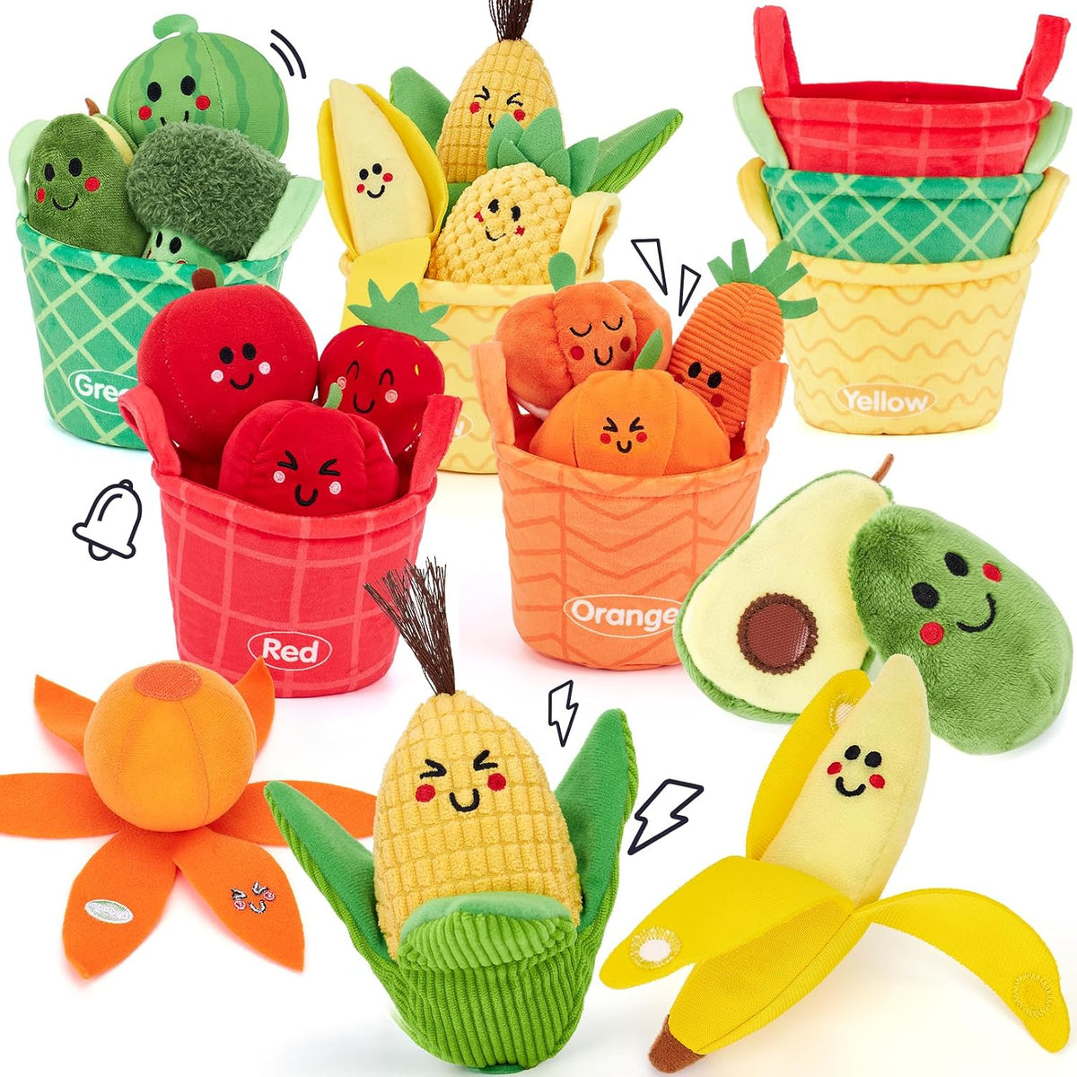 Hahaland Juguetes de baño suaves y de peluche sensoriales de frutas...
