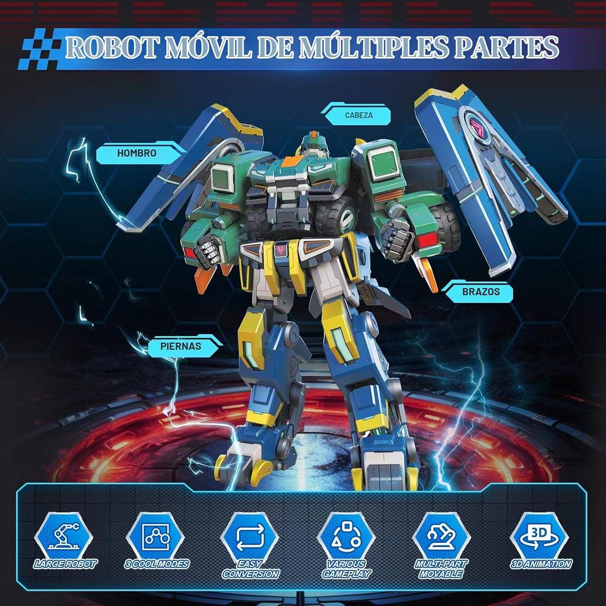 QUANTUM HEROES DINOSTER Stego Blast Wing 11.8in - Robot 3 en 1, 5+...