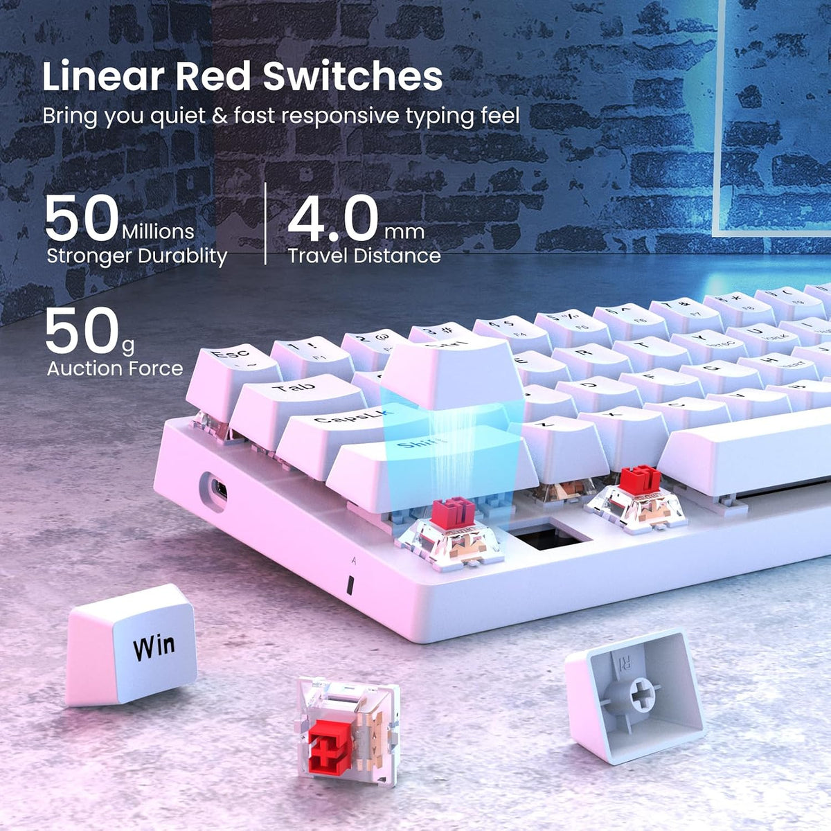 Teclado mecánico atado con cable del juego del 60% con los interrup...