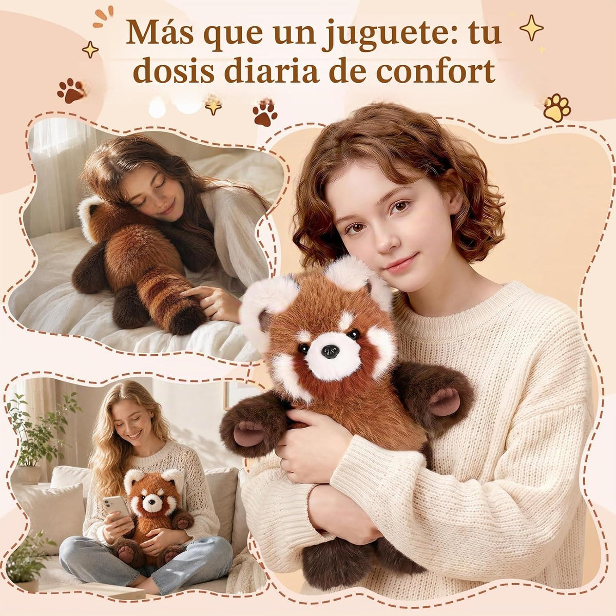 Peluche de panda rojo, juguete interactivo de peluche con piernas m...