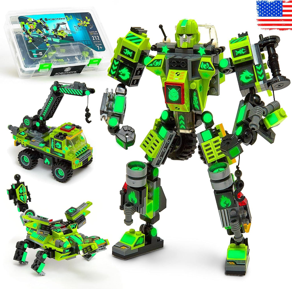 JITTERYGIT Mech - Juego de figuras de acción STEM que brillan en la...