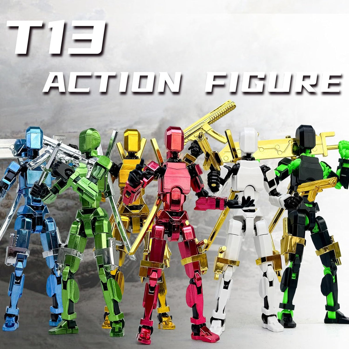 3D Impreso 13 Figura de Acción Asamblea Completo Lucky Dummy Robot...