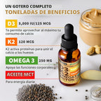 Paquete de 2 gotas orgánicas de vitamina D3 K2 con aceite MCT Omega...