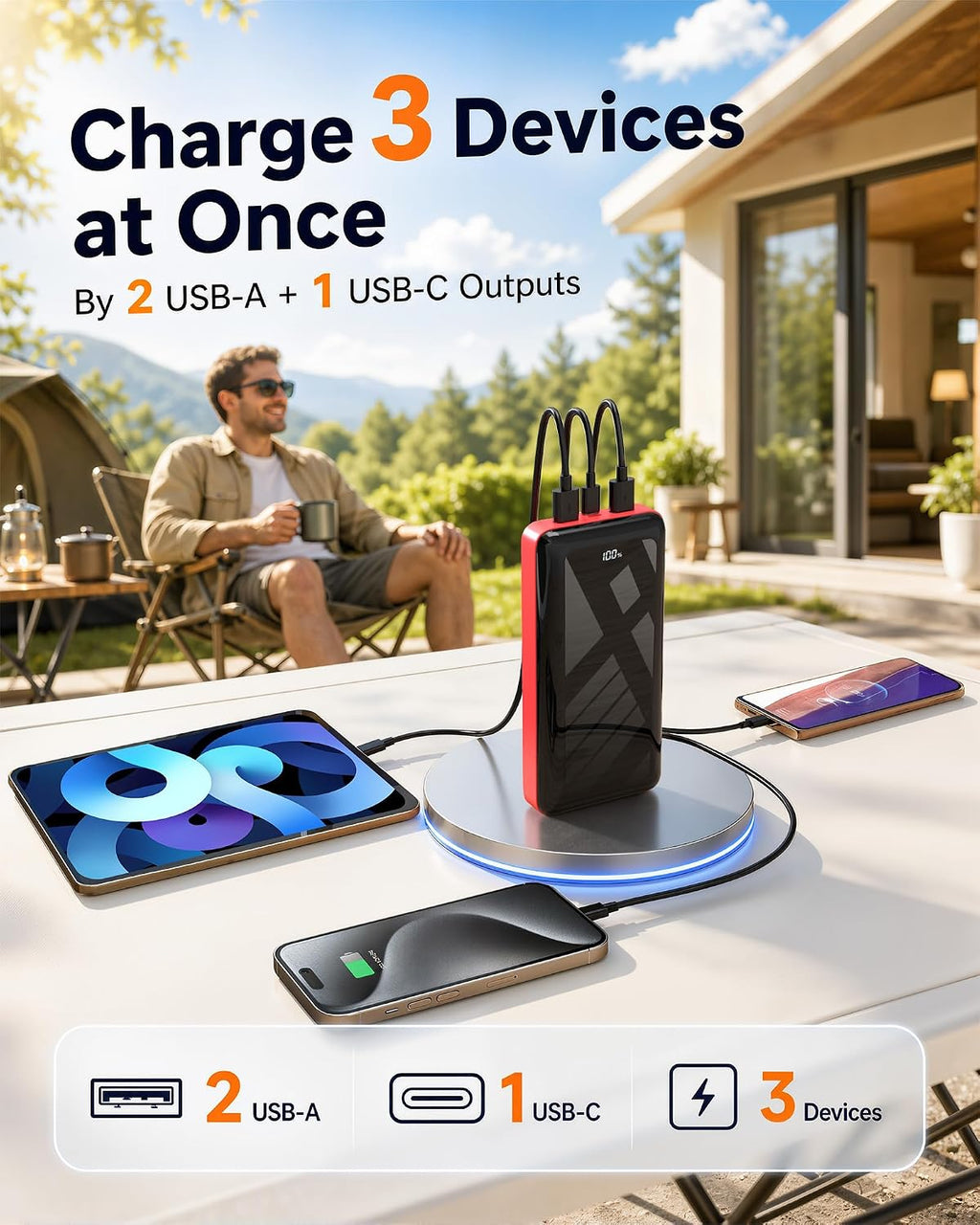Power Bank 50000mAh Cargador portátil 22.5W Paquete de batería USB...