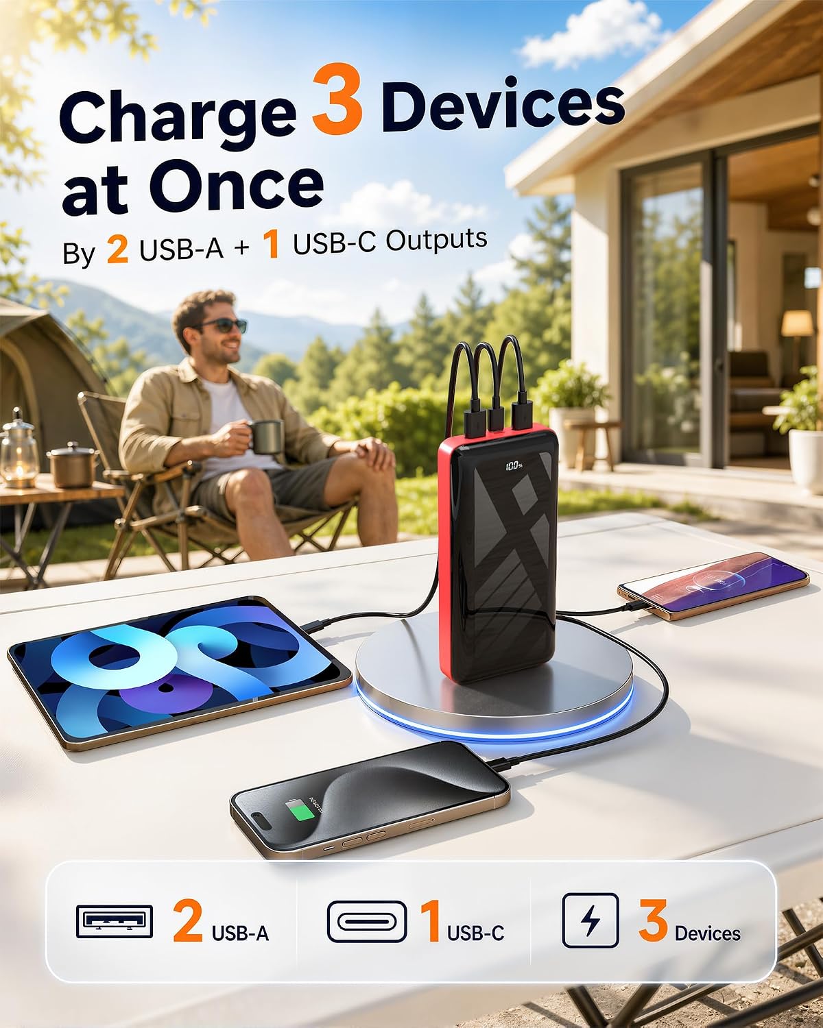 Power Bank 50000mAh Cargador portátil 22.5W Paquete de batería USB...