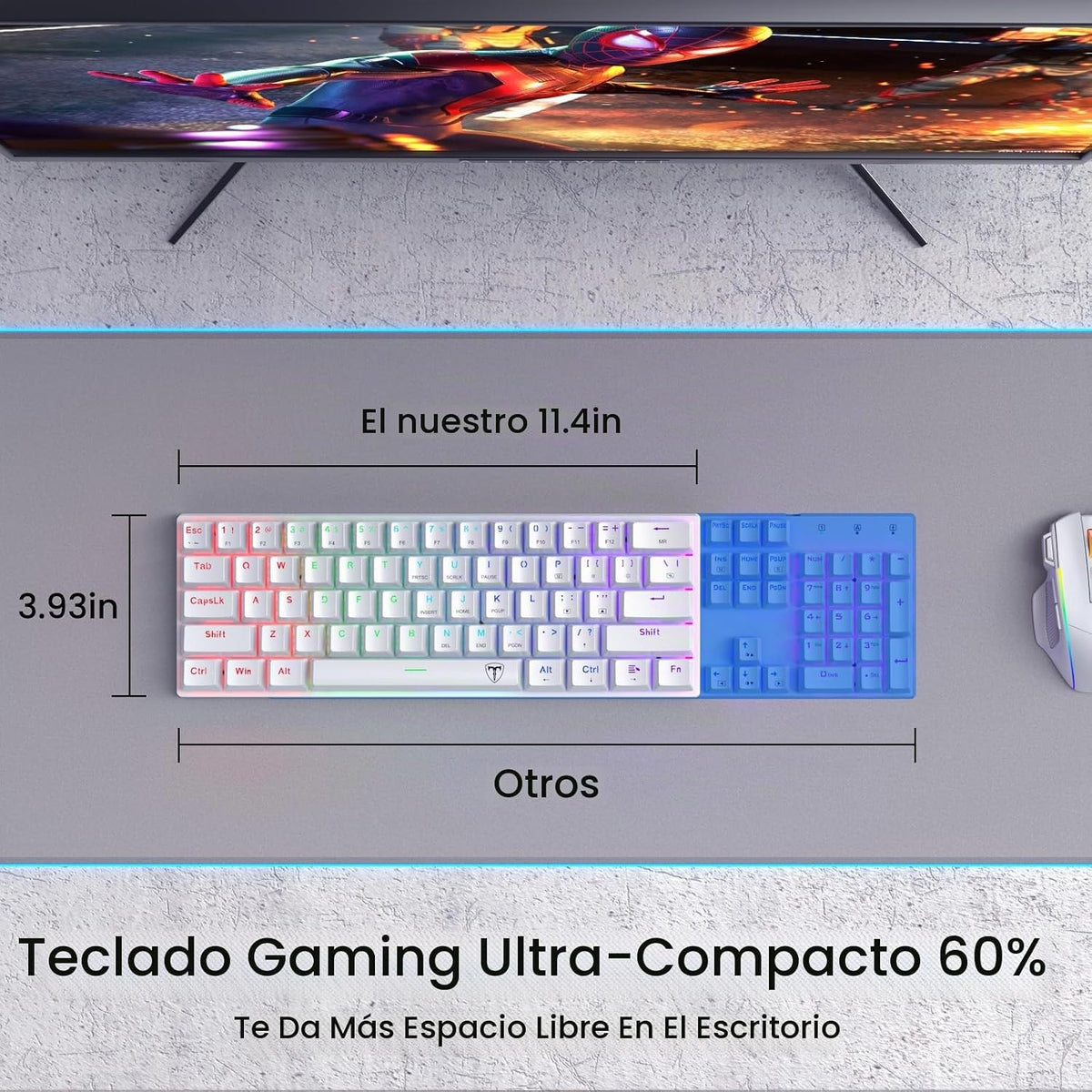 Teclado mecánico atado con cable del juego del 60% con los interrup...