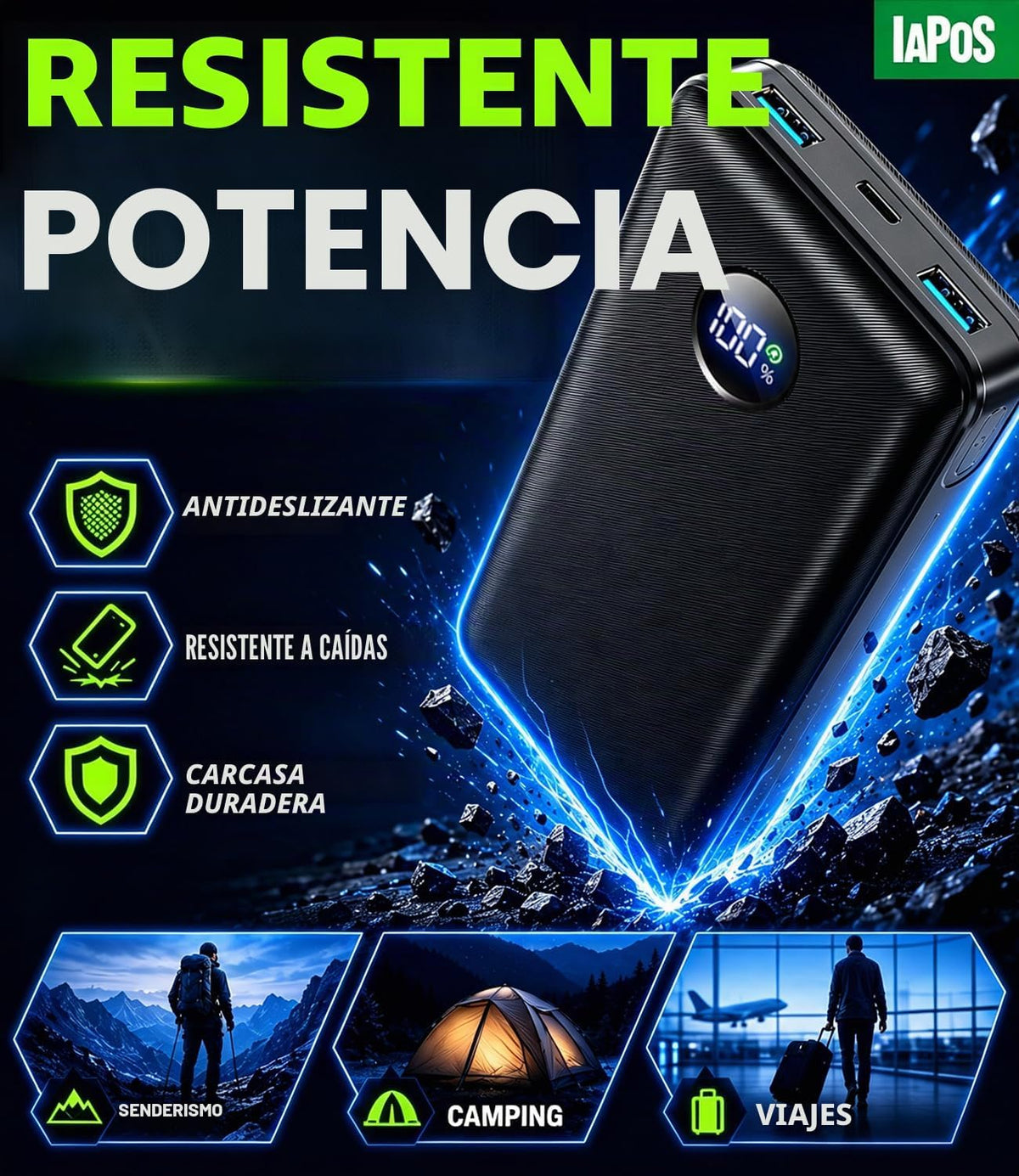 IAPOS Cargador portátil de carga rápida de 60000mAh 22.5W, para ban...