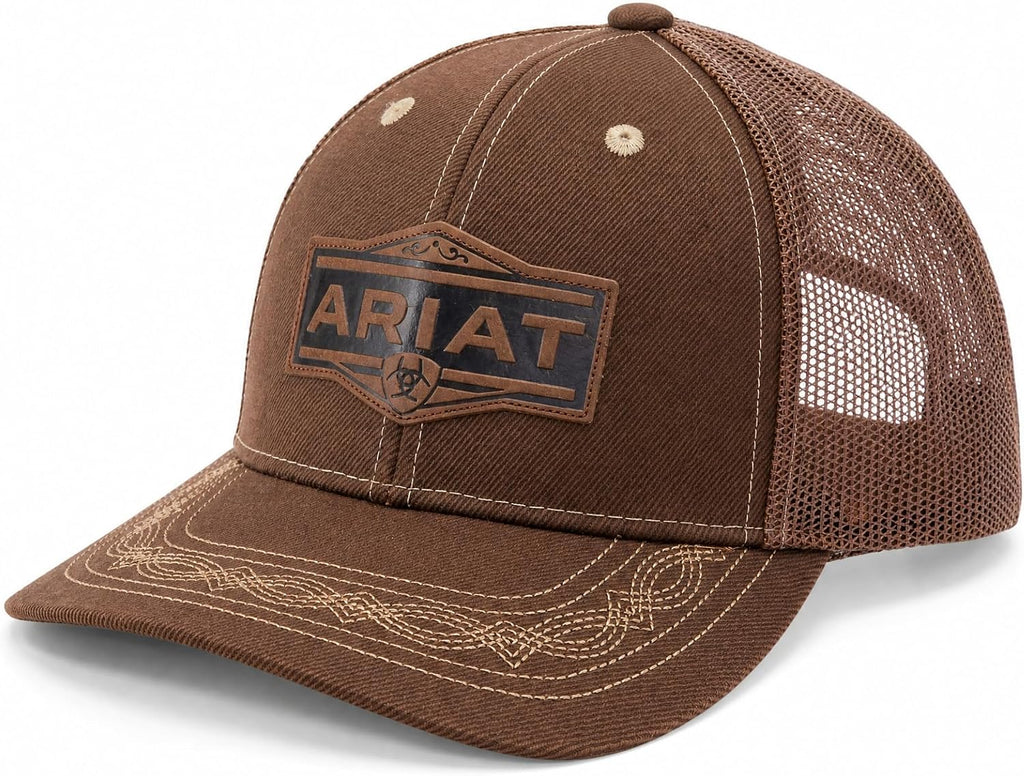 Ariat Sombrero de malla para hombres negro rojo gris