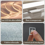 FENNIO Espejo de tocador grande con luces, espejo de maquillaje con...