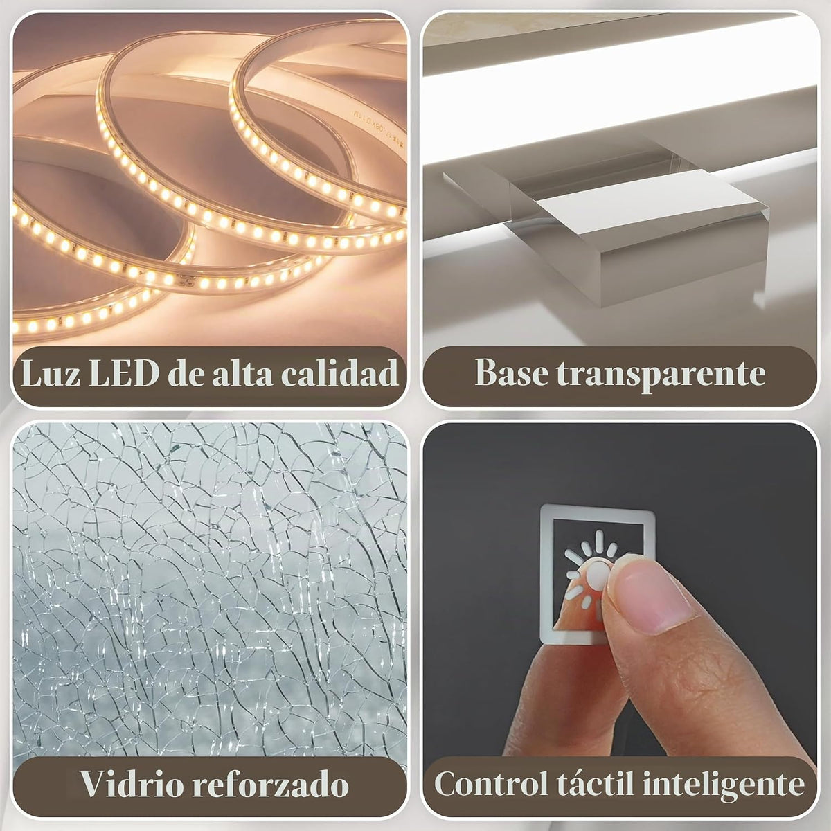 FENNIO Espejo de tocador grande con luces, espejo de maquillaje con...