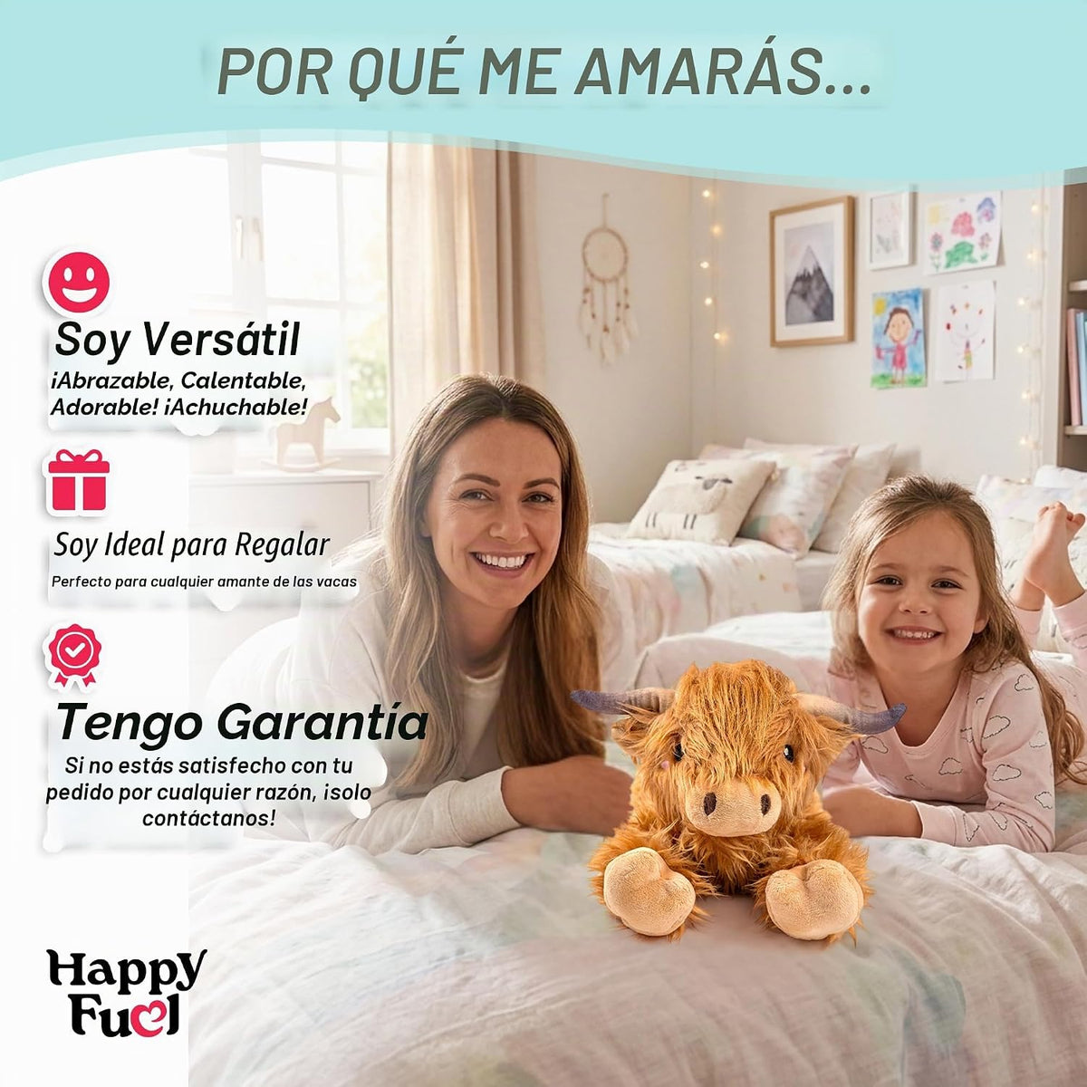 Highland Cow - Animal de peluche apto para microondas, almohadilla...