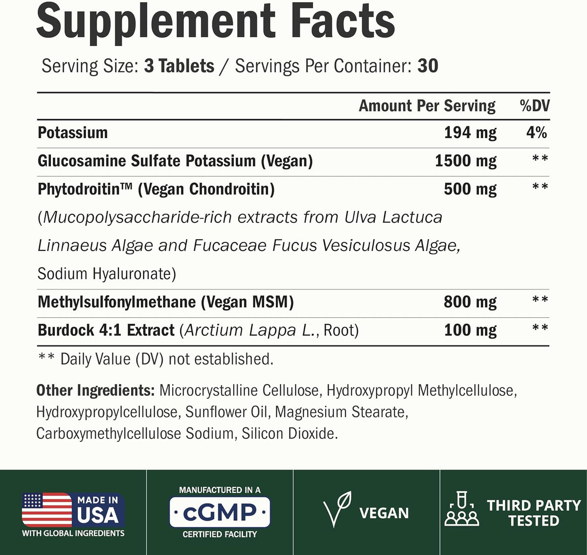 Glucosamina Condroitina MSM Vegana - Suplementos articulares para h...