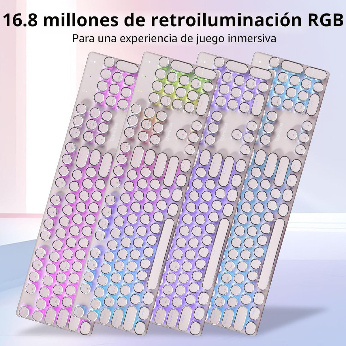 Redragon K710 Teclado mecánico inalámbrico para juegos, color rosa...