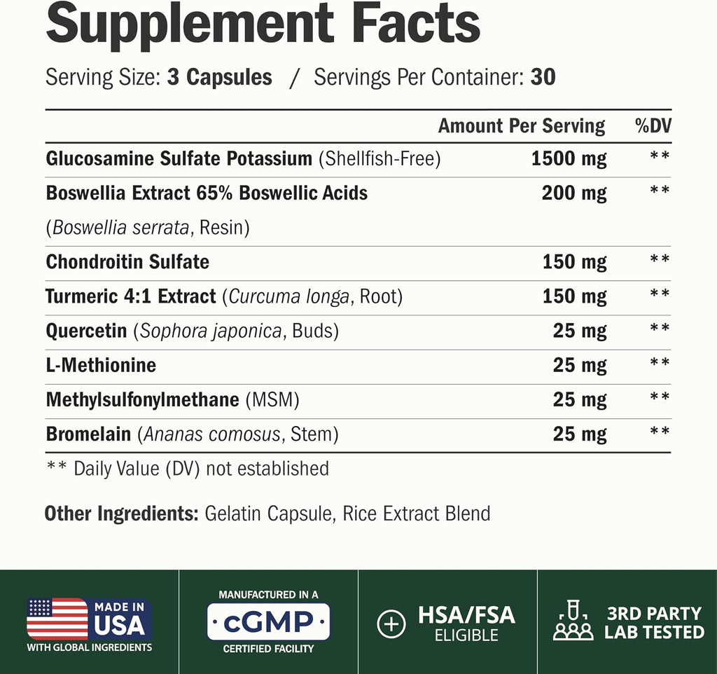 Glucosamina Condroitina MSM - Suplemento de apoyo articular para mu...