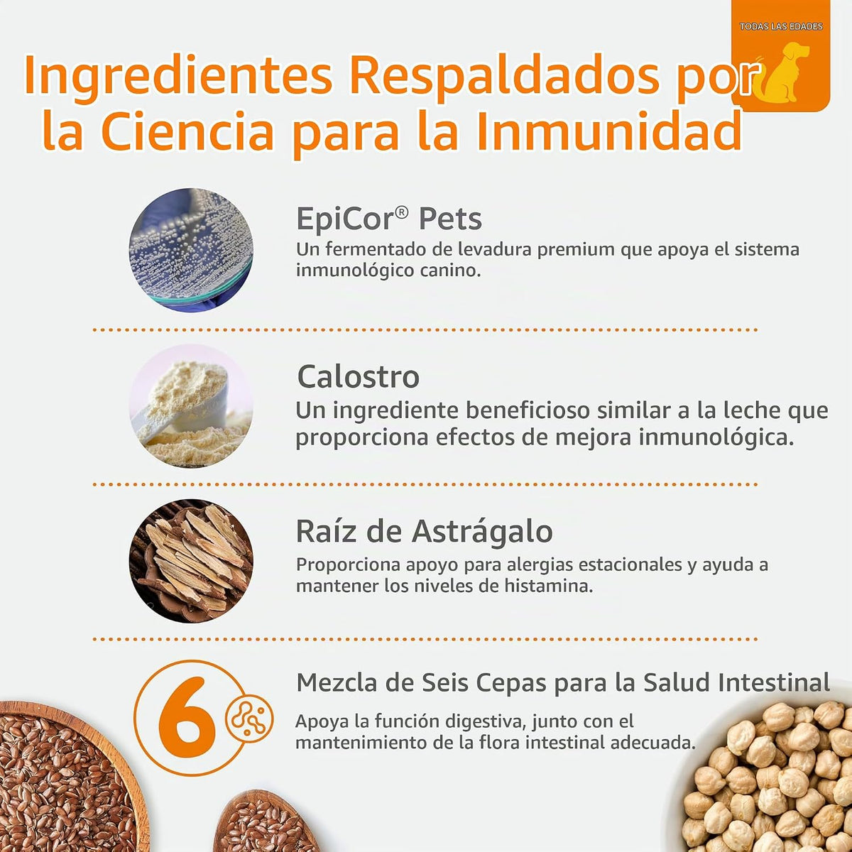 Zesty Paws Masticables para aliviar la alergia de perros, probiótic...