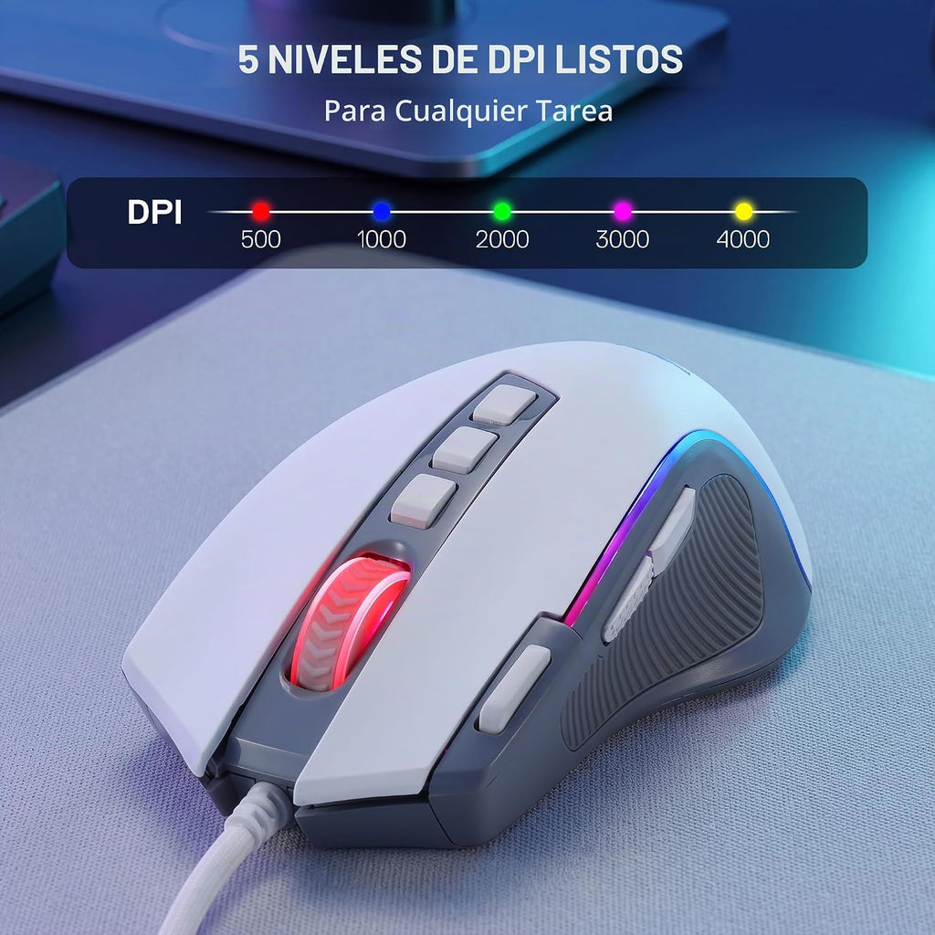 Redragon CB201 - Combo de teclado y mouse para juegos, 61 teclas K6...